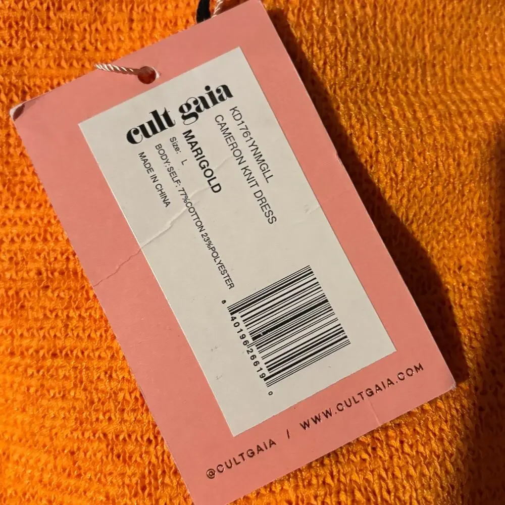 Cult Gaia Cameron Knit Cut Out Maxi Dress Large Orange NWT - Picture 7 of 9